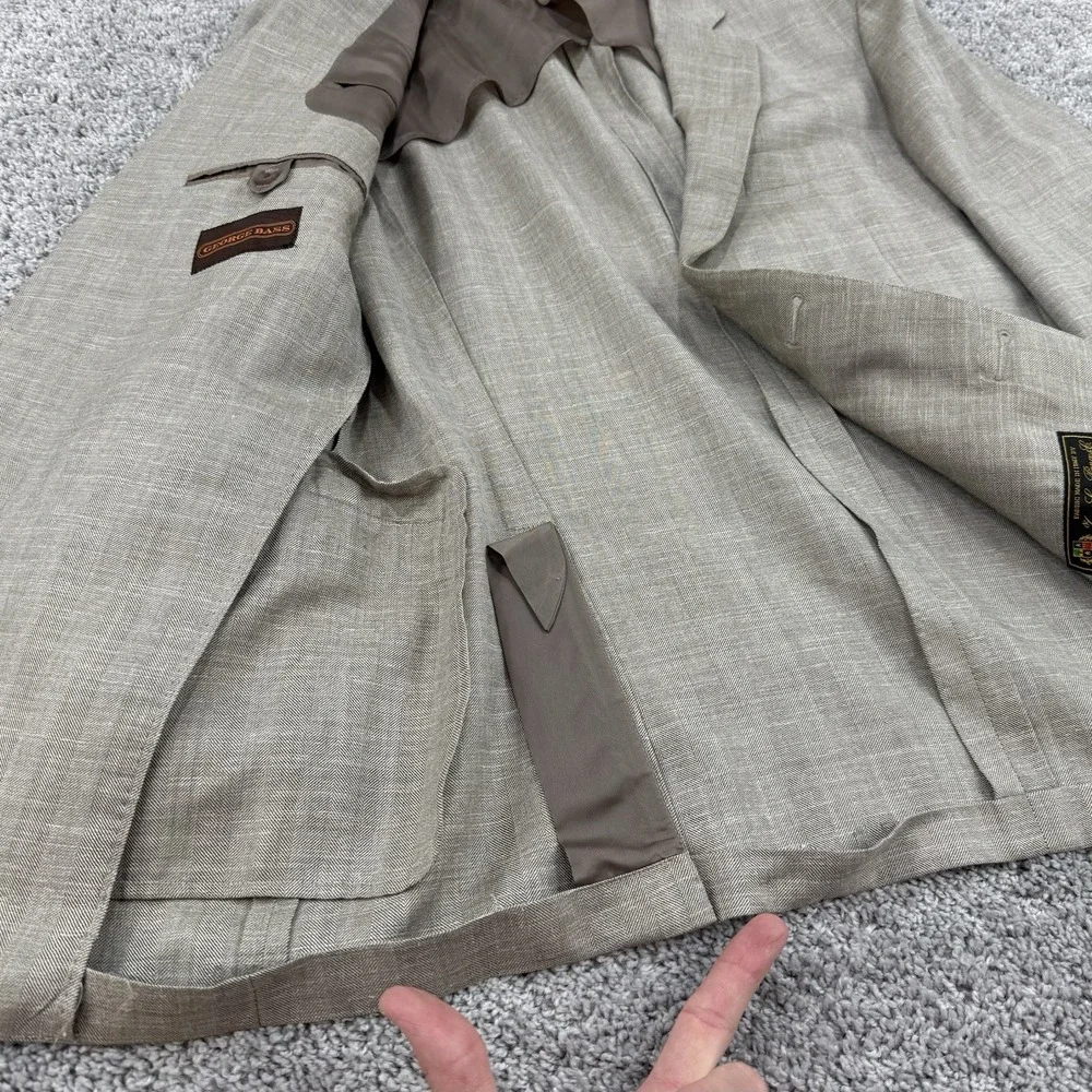 George Bass Loro Piana Blazer Men's 44R Summertime Wool Silk Linen 1/4 Lined